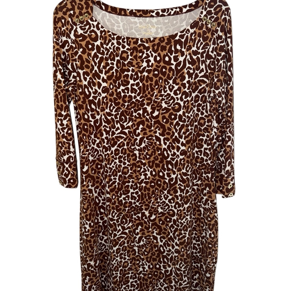 Lilly Pulitzer Brown Leopard Print Long Sleeve Dress
